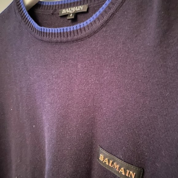 Balmain Navy Sweater with Side Zipper details - Picture 2 of 4